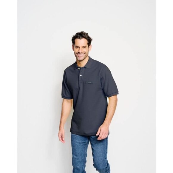 Orvis Other - Orvis Mens The Signature Heavyweight Fly Fishing Polo Navy Size Large Tall